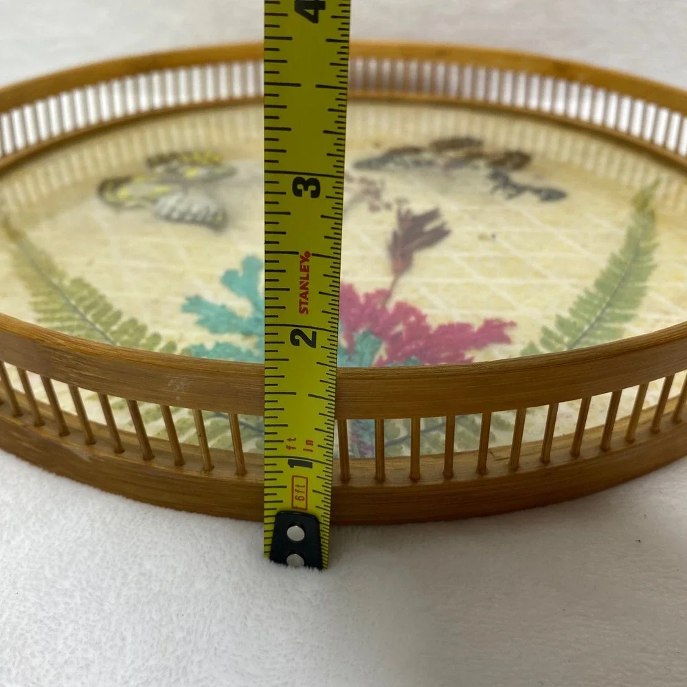 Everglades Vintage Butterfly Bamboo‎ Tray 4 Coasters Set Home Decor Cottagecore